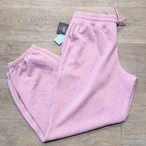 New Women’s Pink Textured “Santa Baby” Jogger Pants